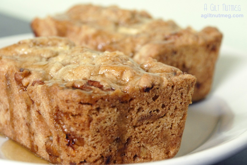 apple cinnamon loaves with apple brandy glaze