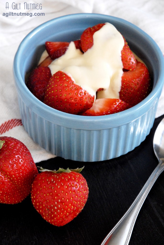 strawberries with honey vanilla creme anglais
